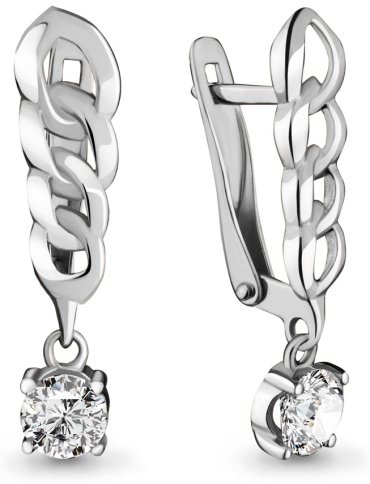 Серьги AQUAMARINE 436631.5 вес 2.38 г серебро, фианит купить,20638
