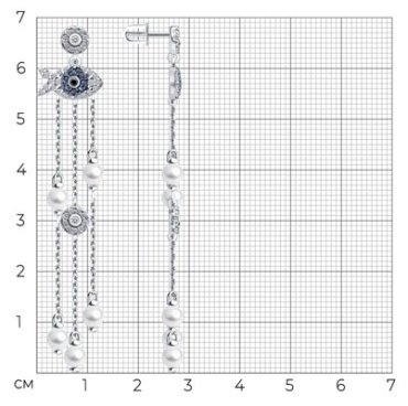 Серьги-цепочки Diamant D94-122-02186-2_s вес 5.53 г серебро, фианит, жемчуг купить,34628
