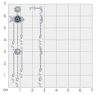 Серьги-цепочки Diamant D94-122-02186-2_s вес 5.53 г серебро, фианит, жемчуг купить,34628