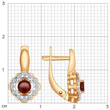 Серьги SOKOLOV 92021544 вес 2.54 г серебро, фианит, гранат купить,NaN