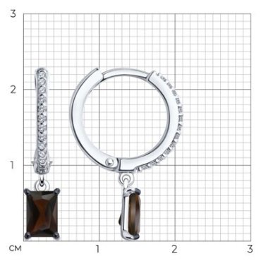 Серьги SOKOLOV 92022962 вес 2.4 г серебро, фианит, раухтопаз купить,20029
