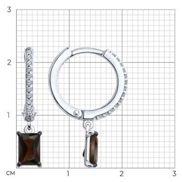 Серьги SOKOLOV 92022962 вес 2.4 г серебро, фианит, раухтопаз купить,20029