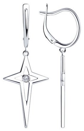 Серьги SOKOLOV 94024810 вес 3.6 г серебро, фианит купить,25650