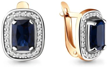 Серьги AQUAMARINE 42902Б.6 вес 3.04 г серебро, фианит, сапфир купить,34628