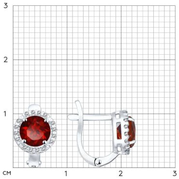 Серьги SOKOLOV 92021164 вес 2.29 г серебро, гранат, фианит купить,17898