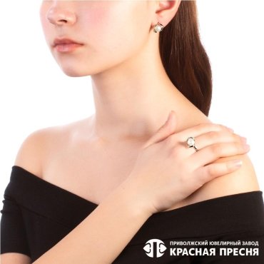Серьги Красная пресня 33312600Д вес 4.68 г серебро, жемчуг, фианит купить,28772
