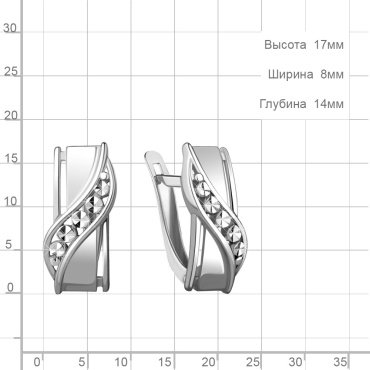 Серьги AQUAMARINE 34042 вес 2.64 г серебро, без вставок купить,22023