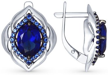 Серьги SOKOLOV 88020036 вес 3.89 г серебро, фианит, корунд купить,28870