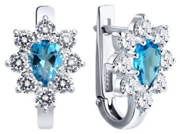 Серьги SOKOLOV 92022984 вес 3.6 г серебро, фианит, топаз купить,23547