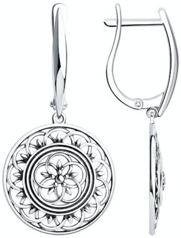 Серьги Diamant 95-121-01114-1 вес 4 г серебро, без вставок купить,NaN