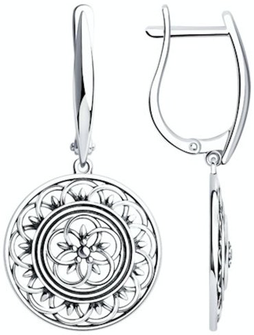 Серьги Diamant 95-121-01114-1 вес 4 г серебро, без вставок купить,NaN