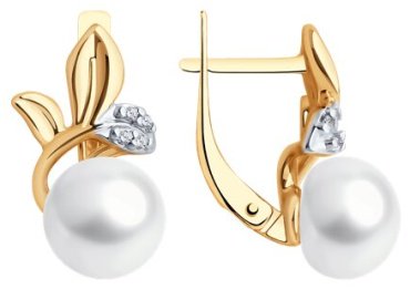 Серьги Diamant 93-320-01961-1 вес 4.06 г серебро, фианит, жемчуг купить,NaN