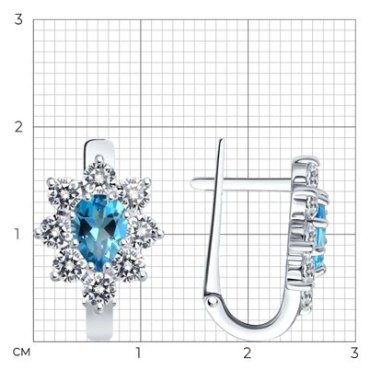 Серьги SOKOLOV 92022984 вес 3.6 г серебро, фианит, топаз купить,23547