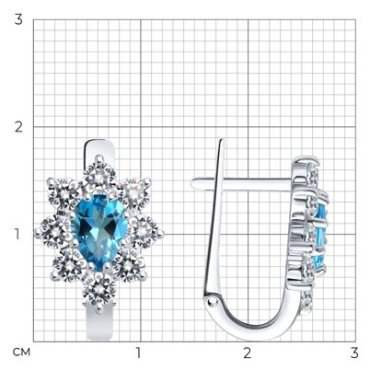 Серьги SOKOLOV 92022984 вес 3.6 г серебро, фианит, топаз купить,23547