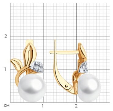 Серьги Diamant 93-320-01961-1 вес 4.06 г серебро, фианит, жемчуг купить,NaN