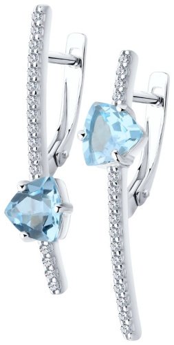 Серьги SOKOLOV 92022198 вес 3.65 г серебро, фианит, топаз купить,26617