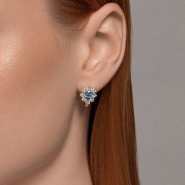 Серьги SOKOLOV 92022984 вес 3.6 г серебро, фианит, топаз купить,23547