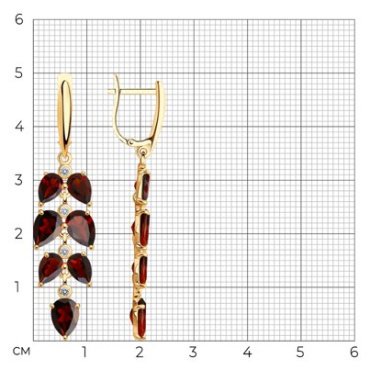 Серьги Diamant 93-321-02622-1 вес 5.56 г серебро, фианит, гранат купить,58102