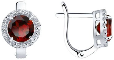 Серьги SOKOLOV 92021164 вес 2.35 г серебро, гранат, фианит купить,17548