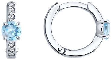 Серьги SOKOLOV 92022416-sk23/1,92 вес 1.92 г серебро, фианит, топаз купить,NaN