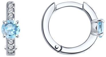 Серьги SOKOLOV 92022416-sk23/1,92 вес 1.92 г серебро, фианит, топаз купить,NaN