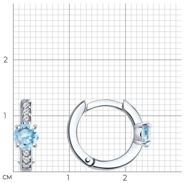 Серьги SOKOLOV 92022416-sk23/1,92 вес 1.92 г серебро, фианит, топаз купить,NaN