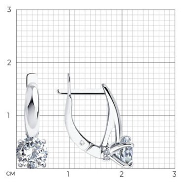 Серьги Diamant 94-120-02133-1 вес 2.65 г серебро, фианит купить,18468