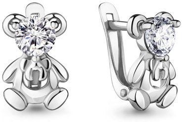 Серьги AQUAMARINE 48011А вес 2.72 г серебро, фианит купить,23289