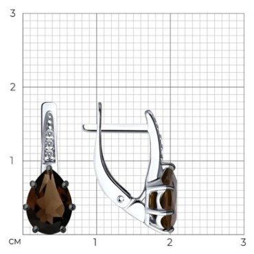 Серьги Diamant 94-320-02059-3 вес 2.18 г серебро, фианит, раухтопаз купить,NaN