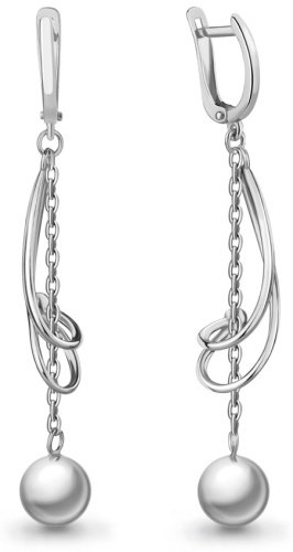 Серьги AQUAMARINE 32048 вес 4.62 г серебро, без вставок купить,54019
