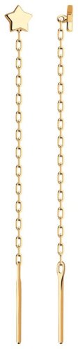 Серьги-цепочки Diamant 51-123-00726-1 вес 1 г золото, без вставок купить,NaN