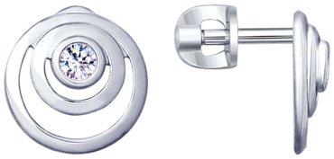 Пусеты SOKOLOV 94023005-sk19 вес 1.58 г серебро, фианит купить,16272