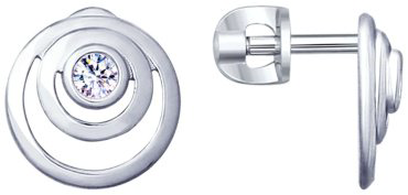 Пусеты SOKOLOV 94023005-sk19 вес 1.58 г серебро, фианит купить,16272