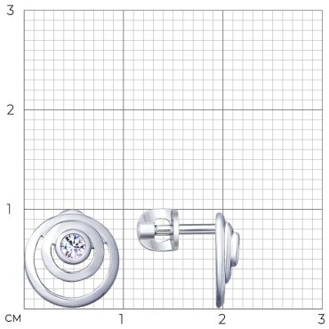 Пусеты SOKOLOV 94023005-sk19 вес 1.58 г серебро, фианит купить,16272