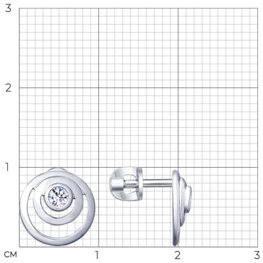 Пусеты SOKOLOV 94023005-sk19 вес 1.58 г серебро, фианит купить,16272