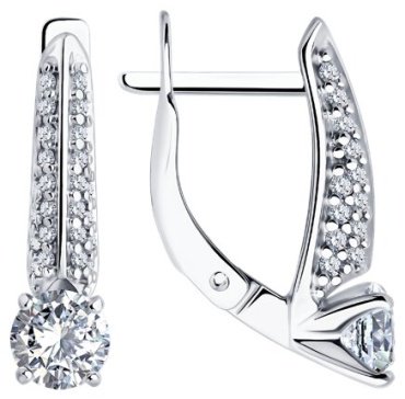 Серьги Diamant 94-120-02130-1 вес 2.74 г серебро, фианит купить,NaN