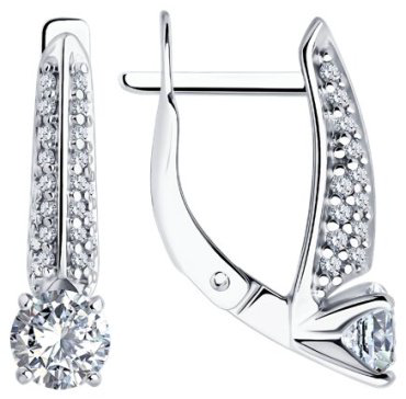 Серьги Diamant 94-120-02130-1 вес 2.74 г серебро, фианит купить,NaN