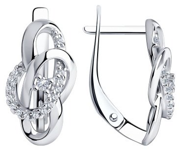 Серьги Diamant 94-120-00756-1 вес 2.79 г серебро, фианит купить,11733