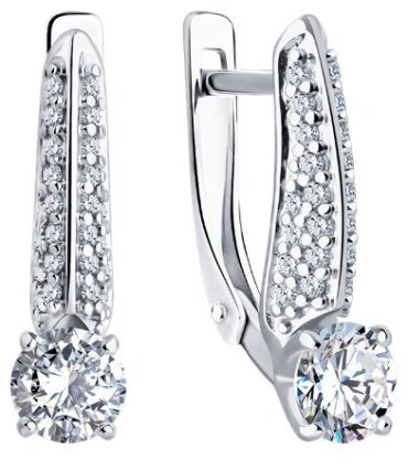 Серьги Diamant 94-120-02130-1 вес 2.74 г серебро, фианит купить,NaN