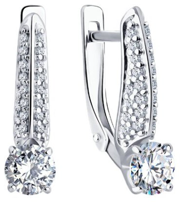 Серьги Diamant 94-120-02130-1 вес 2.74 г серебро, фианит купить,NaN