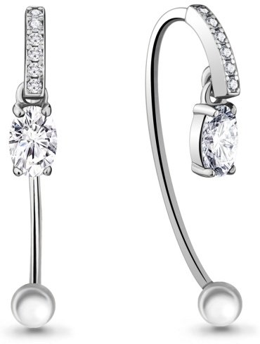 Серьги AQUAMARINE 48296А вес 2.1 г серебро, фианит купить,32832