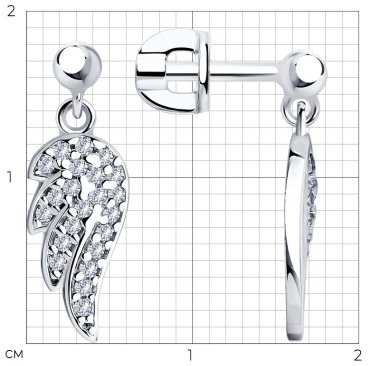 Серьги SOKOLOV 94025757 вес 2.2 г серебро, фианит купить,19360