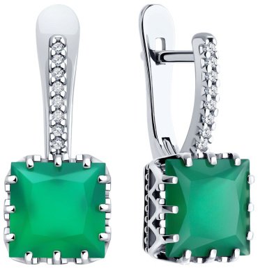 Серьги SOKOLOV 92022919 вес 3.68 г серебро, фианит, агат купить,NaN