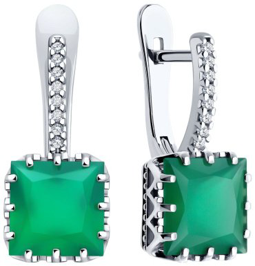 Серьги SOKOLOV 92022919 вес 3.68 г серебро, фианит, агат купить,NaN