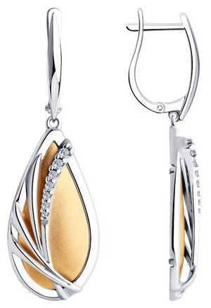 Серьги Diamant 94-121-01830-1 вес 7.3 г серебро, фианит купить,14181