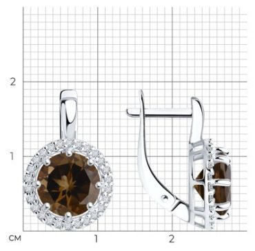 Серьги Diamant 94-320-02052-4 вес 3.57 г серебро, фианит, раухтопаз купить,30780