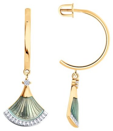 Серьги Diamant D93-122-02298-1_s вес 3.9 г серебро, фианит, эмаль купить,29754