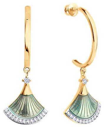 Серьги Diamant D93-122-02298-1_s вес 3.9 г серебро, фианит, эмаль купить,29754