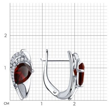 Серьги Diamant 94-320-00548-2 вес 2.69 г серебро, фианит, гранат купить,25650