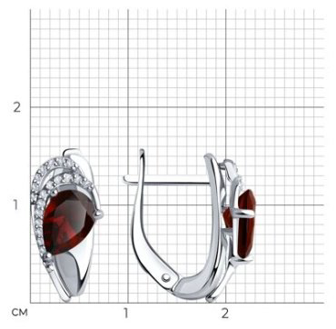 Серьги Diamant 94-320-00548-2 вес 2.69 г серебро, фианит, гранат купить,25650
